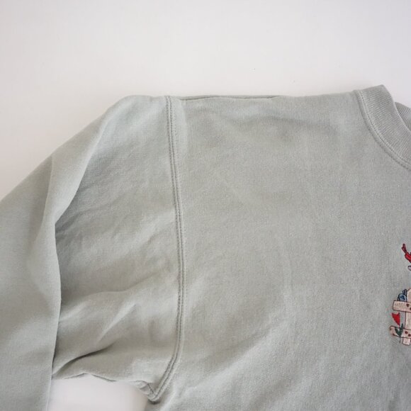 Vintage Hanes Sage Cotton Blend Cat Kittens Embroidery Sweater Grandmacore S - Picture 6 of 13